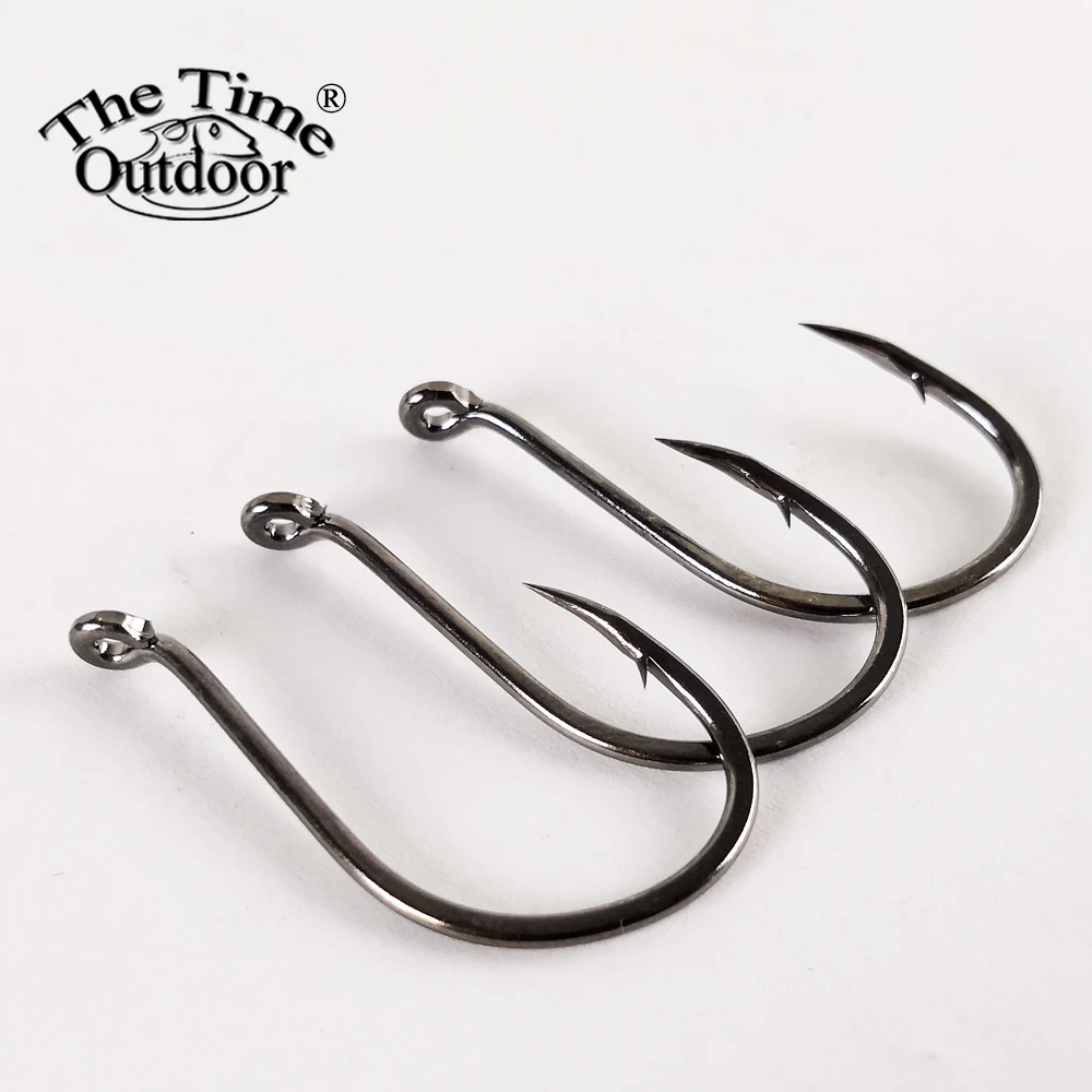 TheTime 100pcs Japanese Octopus Offset Sea Fishing Hooks High Carbon Steel  Sharpened Barbed Single Circle Fishhooks Wholesaler