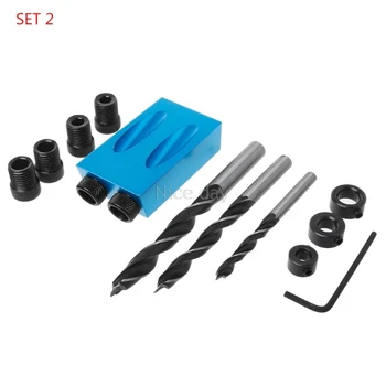 

Pocket Hole Jig Kit 6/8/10mm Drive Adapter for Woodworking Angle Drilling Holes Guide Dowel Jig Wood Tools 14Pcs/Set F12 20