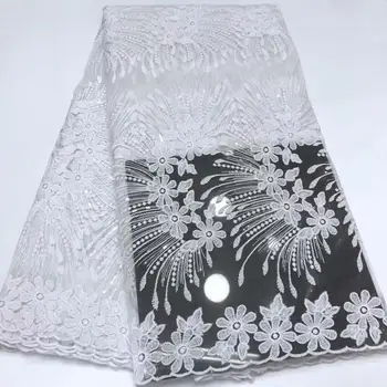 

White 3D Lace Fabric Tulle Net Fabric High Quality African Lace Embroidered French Lace Fabric With 3 D Flowers Mesh Lace