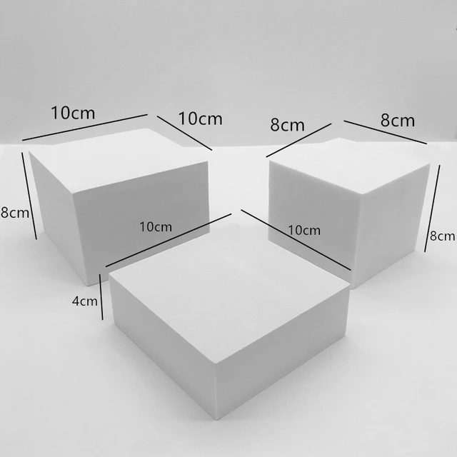 Cube Photo Props INS 3D Ornaments Jewelry Shooting Cosmetics Posing Photography Background Props 3pcs square white