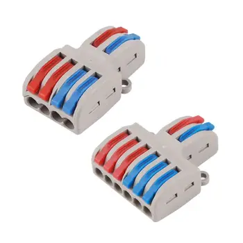 

5PCS SPL-42/62 2 In 4/6 Out Mini Quick Fast Wire Connector Universal Wiring Cable Connector Push-in Conductor Terminal Block LED