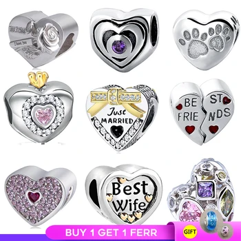 

SG Europe Charm silver 925 diy beads love heart shape collection Fit Authentic Europe charms bracelet fashion jewelry supply