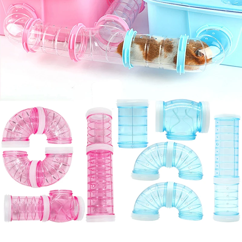 Hamster Tube Set Transparent Training Playing Curved Pipe Cage External