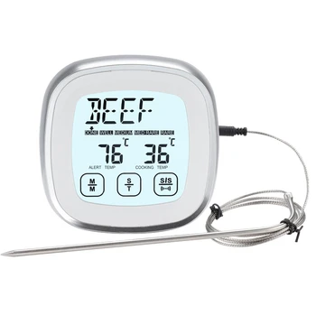 

HOT-Digital Meat Thermometer for Grill - Oven Kitchen Cooking Instant Temperature Reader Gauge with Metal Wired Probes