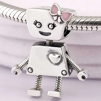 

Original Cute Bella Bot A Big Heart And Lots Of Character Robot Beads Fit 925 Sterling Silver Charm Bracelet Diy Jewelry