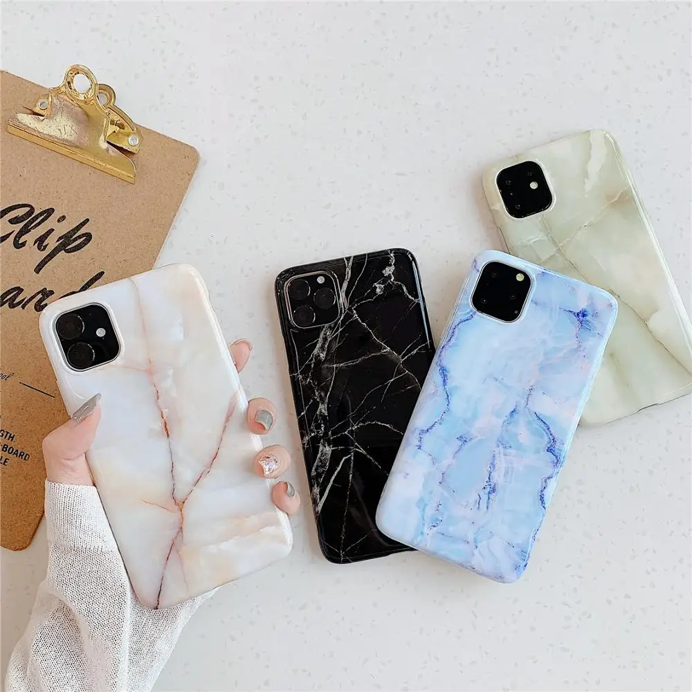 

With Fold Holder Glossy Marble Phone Case For iPhone 7 6 6S 8 Plus 11 Pro Cover X XS MAX XR 8Plus 7Plus Cases Coque Fundas Shell