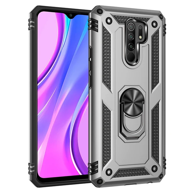 For Xiaomi Redmi 8 8A Note 8 Pro 8T Shockproof Armor Magnetic Metal Ring Stand Bumper  Phone Case Back Cover For  Redmi 9 9A 9C Silver
