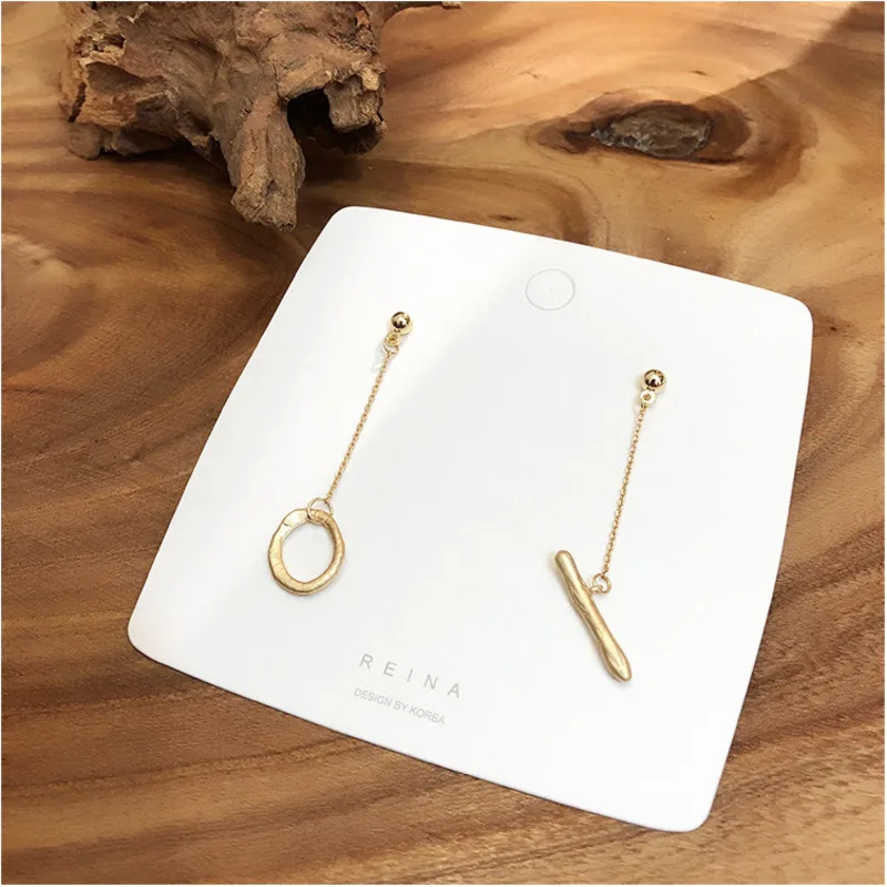

Korean Asymmetric Earrings Geometric Matte Metal Long Pendant Baroque Vintage Prevent allergy Female Jewelry 2019