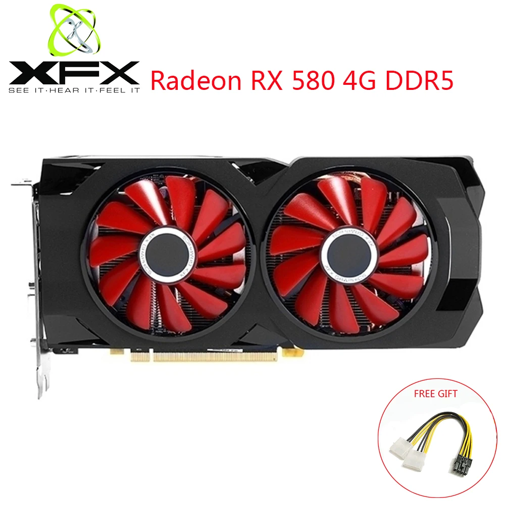 XFX AMD GPU Radeon RX 580 4 ГБ DDR5 Видеокарта Гб 256 бит ПК игровая видеокарта PC Gamer б/у карты |