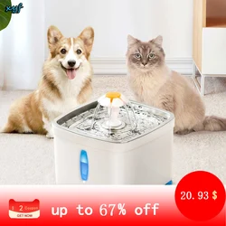 XYF Dog Cat Bowl Water Fountain Electric Automatic Water Feeder Dispenser Container LED Water Level Pet Feeder Cat Accessories