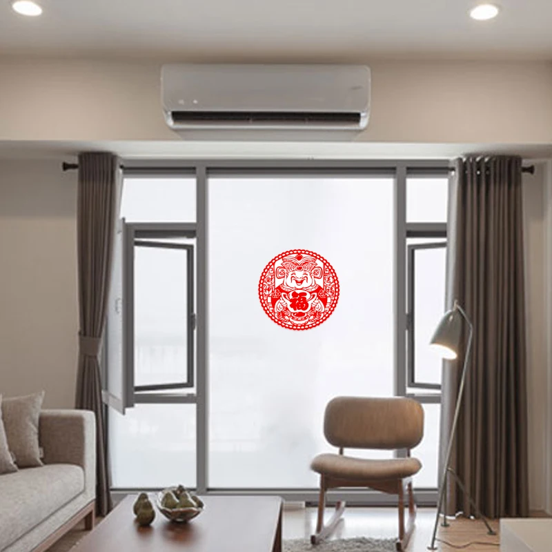 10pcs/pack 27cm PVC Paper-cut Spring Festival Fu Static Stickers Window Paste Home Wall Sticker New Year Decoration Wall Stickers Window Stickers