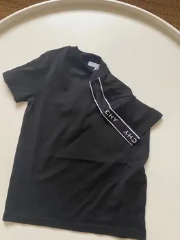 

2020 New Kids T-shirt for Boy Baby Kids Black Solid Tee Shirt Clothing for Girl Summer Children Top Clothes Letter Shirt