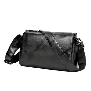

Men's Fashion Handbag PU Leather Messenger Bag Casual Shoulder Bag Mobile Phone Bag Travel Black Small Bag
