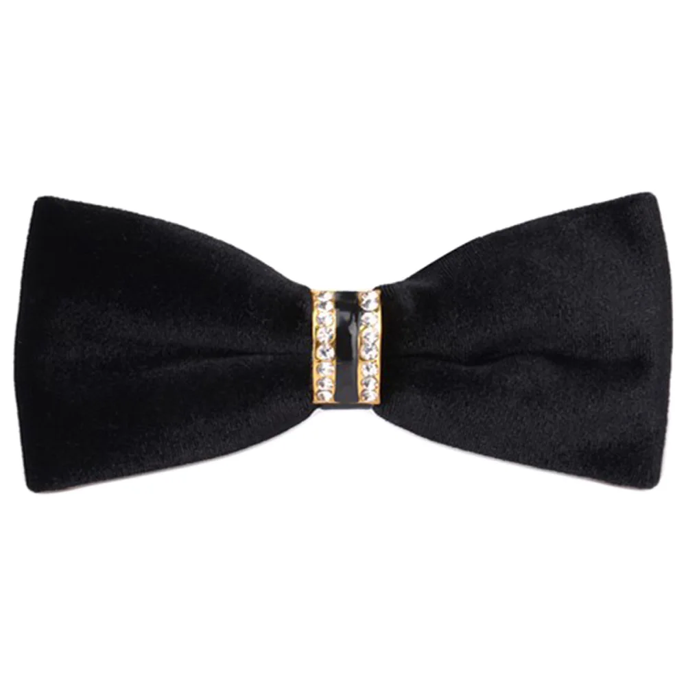 Men Noble Solid Pre-tied Velvet Crystal Bow Tie Wedding Party Tuxedo Bowtie QNTIE0302