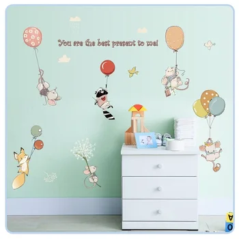 

Hot Air Balloons Wall Stickers for kids room Mouse Wall Sticker Home Decor Living Room vinyl Mural Art Tattoo
