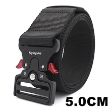 5.0CM Wide Army Belt Tactical Military Nylon Waist Belts Quick Release Outdoor Hunting Training Strong Metal Buckle Police Mens