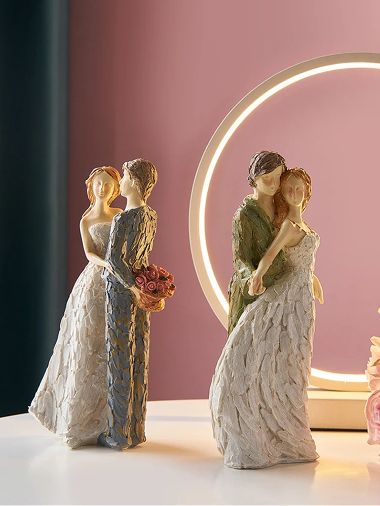 

Lovers Portrait Crafts Resin Figure Sculpture Wedding Gift High-end Living Room Bookcase Desktop Couple Furnishings Home Decor