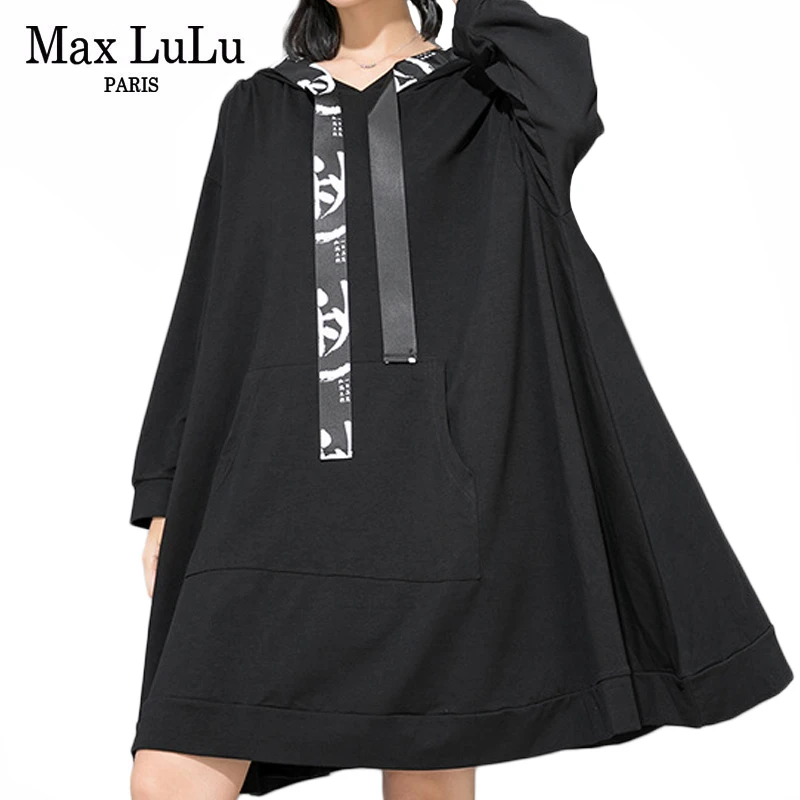 Max LuLu Fashion Korean Brand Ladies Designer Autumn Clothes Womens Hooded Hoodies Loose Casual Long Sweatshirts Plus Size