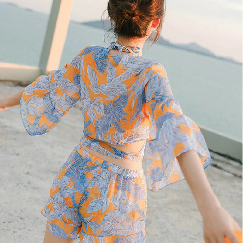 

Bathing Suit Women's Three-piece Set South Korea Hot Springs Graceful Split Type Bikini Conservative Tour Bathing Suit Sea Swim