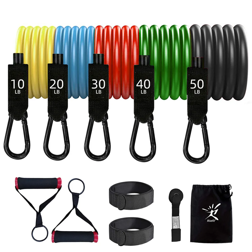 

Resistance Bands Set of 150lbs Latex Elastic Fitness Bands Kit of 5 Expander Workout Bands Home Gym Exercise Equipment 2020