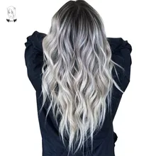 WHIMSICAL W длинные волнистые Ombre Черные Серые смешанные светлые