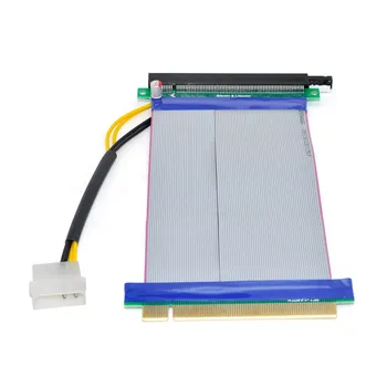 

10pcs/lot Cablecc PCI-E Express 16X to 16x Riser Extender Card with Molex IDE Power & Ribbon Cable 20cm