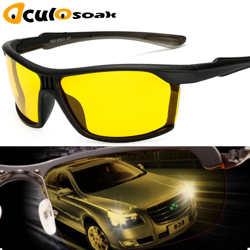 

Mens Polarized Night Driving Sunglasses Men Brand Designer Yellow Lens Night Vision Driving Glasses Goggles Reduce Glare 2019