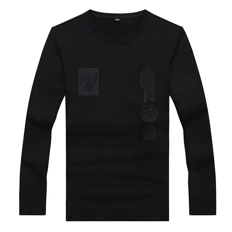 

Autumn Men Cotton Sports Thin Sweater Solid Color Long Sleeve T Shirt Plus Fat plus Size Round Neck Fat Man Coat