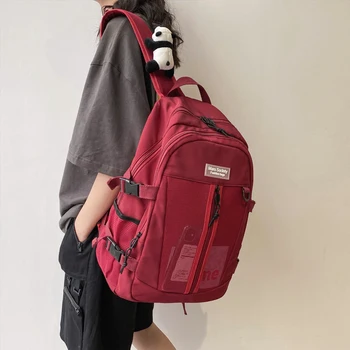 

Waterproof Nylon Women Backpack Large Capacity Female Insert Buckle Schoolbag High Quality Net Pocket Travel Bag Mochilas 2020