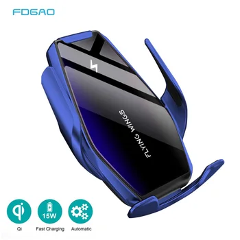 

Auto Clamping 15W Qi Car Wireless Charger For iPhone 11 XS XR X 8 Samsung S10 S20 Infrared Sensor Fast Charging Car Phone Holder