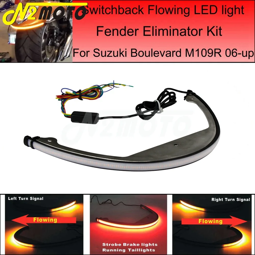 Motorcycle Fender Eliminator Kit Taillights Sequential Flowing LED Turn Signal Light For Suzuki Boulevard M109R M90 2006-UP