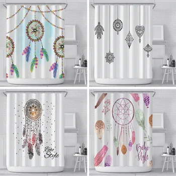 

Dream Net Print Shower Curtain 4 Piece Carpet Cover Toilet Cover Bath Mat Pad Set Bathroom Curtain with 12 Hooks dropshipping