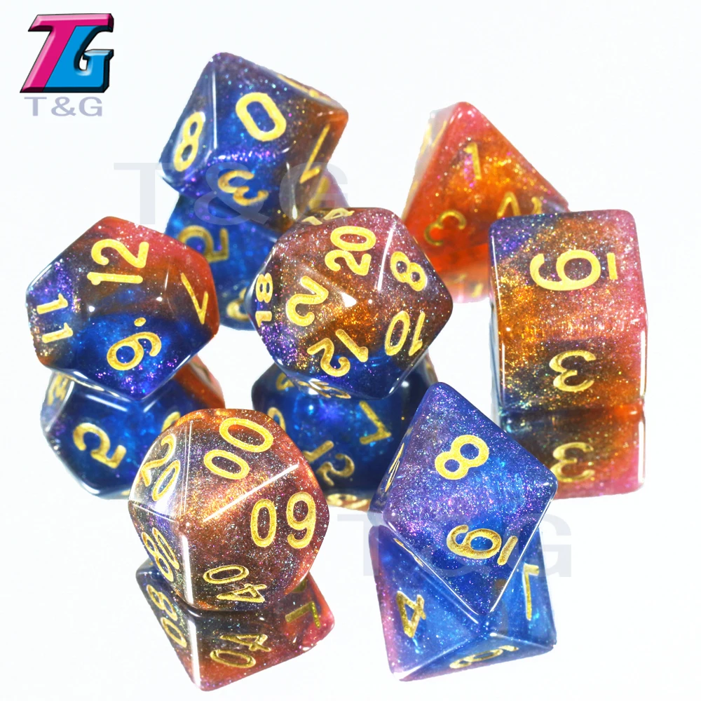 Новые Красочные Вселенная Игральный Кубы с рисунками галактики 7 шт./компл. D4-D20 с кости сумка DND RPG подарок доска для игрушек игры D & d