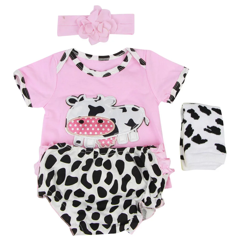 Set of 5pcs Caw Patterns Shirt Stocking Underpants Headband Clothes for 22''-23'' Reborn   Doll Complete Look Pink