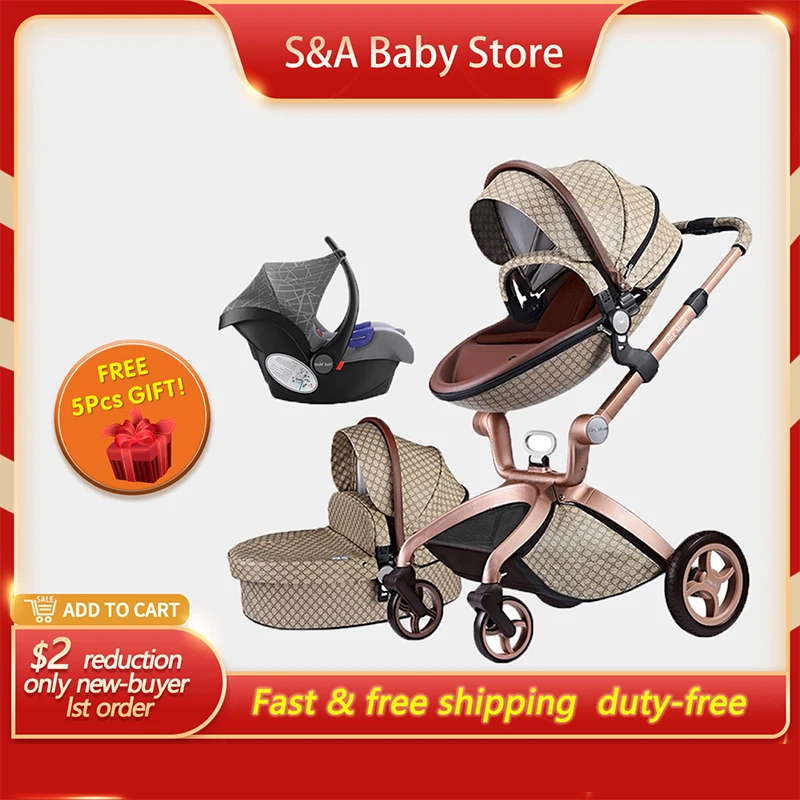 Free Shipping Luxury Baby Stroller High Land-Scape Pram 3 in 1 Hotmom Carriage | Мать и ребенок