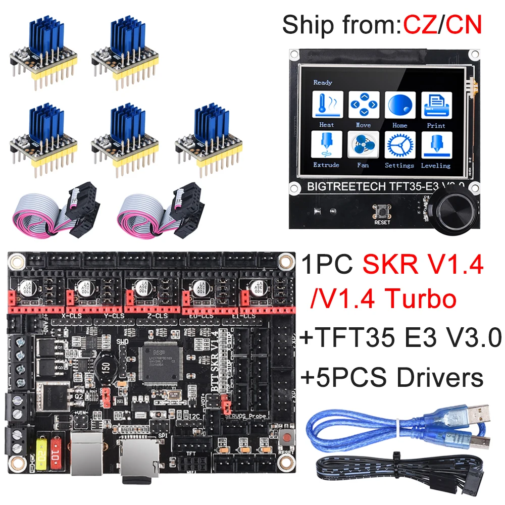 BIGTREETECH SKR V1.4 SKR V1.4 Turbo Control Board TFT35 E3 V3.0 Touch Screen+TMC2209 UART TMC2208 Upgrade SKR V1.3 For Ender 3