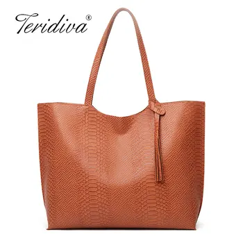 

Snakeskin print big women bags vintage large hobo brown shoulder bag female purse and handbags ladies hand bags 2020