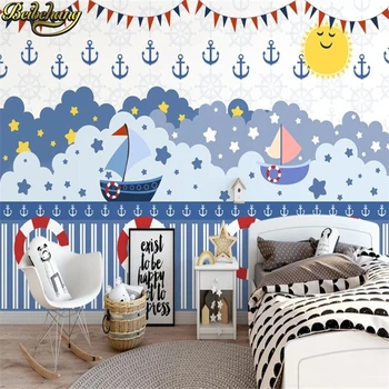 

beibehang Custom Cartoon nautical wallpaper for children's room Mediterranean starry sky bedroom wallpaper background wall paper