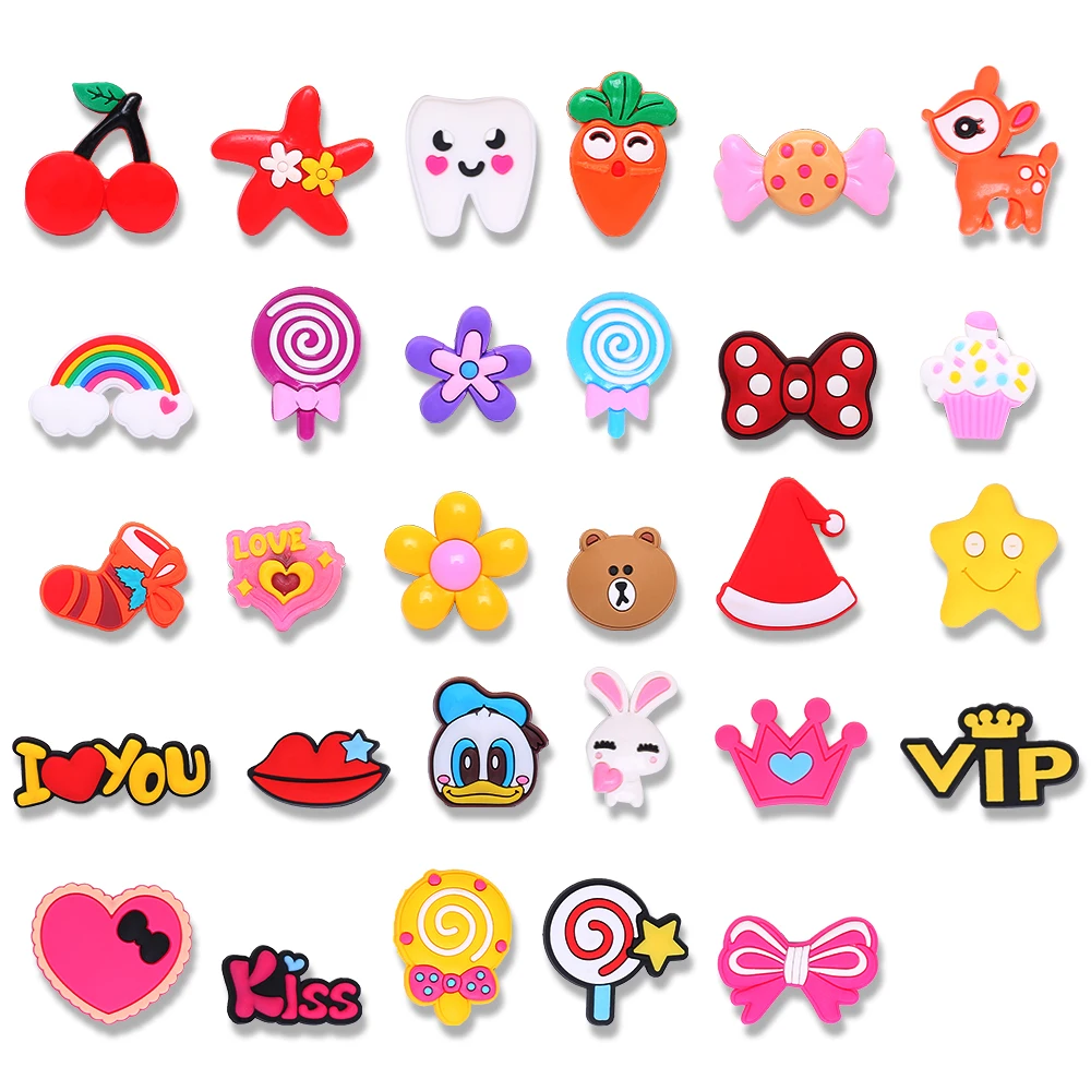 Shoe-Buckles-Accessories Bracelets Bands Cakes Croc Jibz Kids Fit PVC X-Mas Candy 1pc