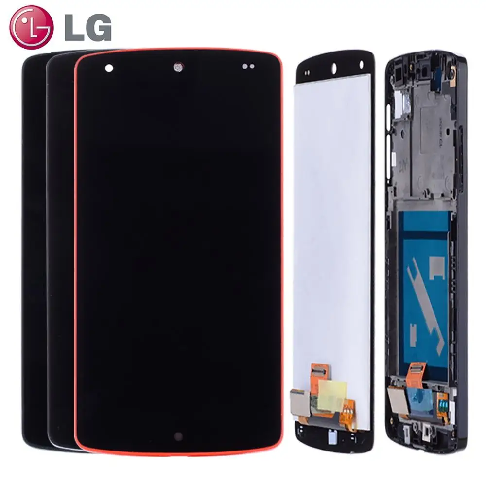 Цена Дисплей для LG Nexus 5 D820 D821 font b LCD b font в сборе с тачскрином на рамке Оригинал матовый черный Ярко черный черный красный