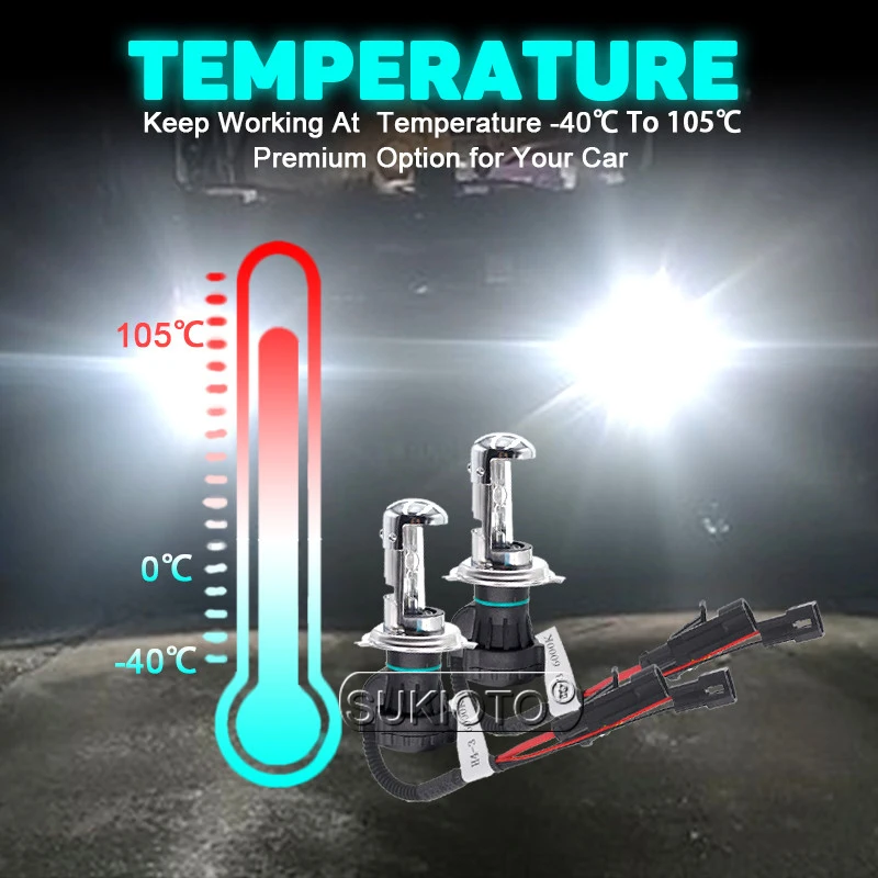 SUKIOTO AC 12V 35W 55W H4 HiLo HID Xenon Light Bulb 3000K-10000K Replacement For Car Headlight Kit H4 Bixenon Auto Headlamp (15)
