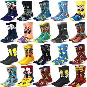 

Fashion Personality Funny Cartoon Anime Superhero clown Socks Men Long Happy Art Creative Socks Crazy Cool Skateboard socks