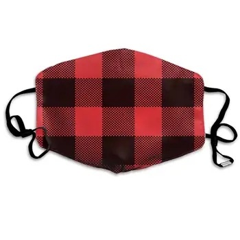 

Swono Mask Plaid,Red and Black Lumberjack Plaid and Buffalo Check Patterns Polyester Anti Dust Face Mask-Washable and Reusable