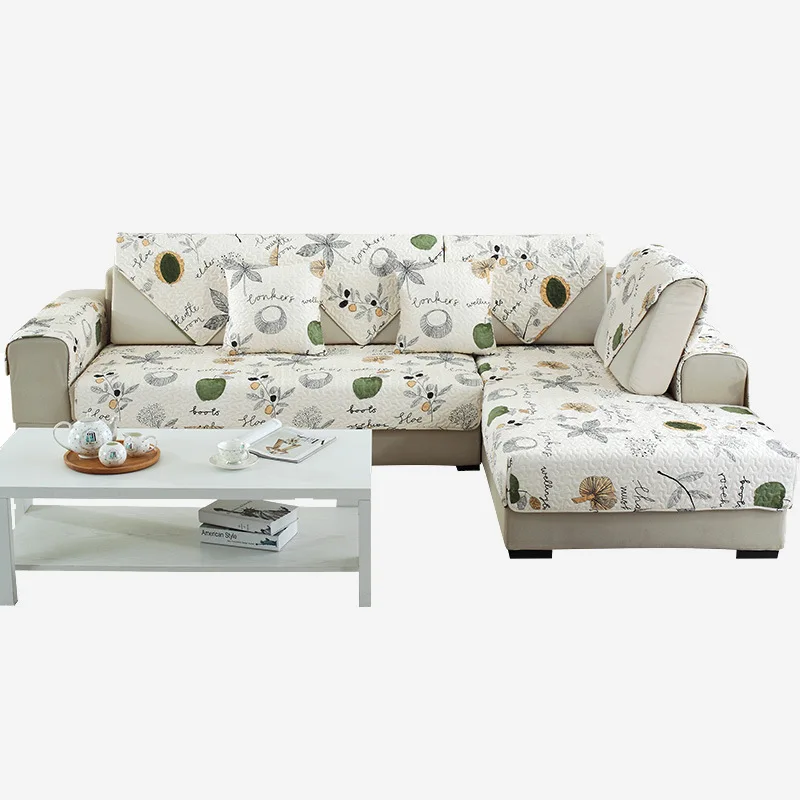 

Minimalist Modern Cotton Quilted Sofa Cushion Fabric Printed Anti-slip Sofa Slipcover Towel Cover Backrest Towel