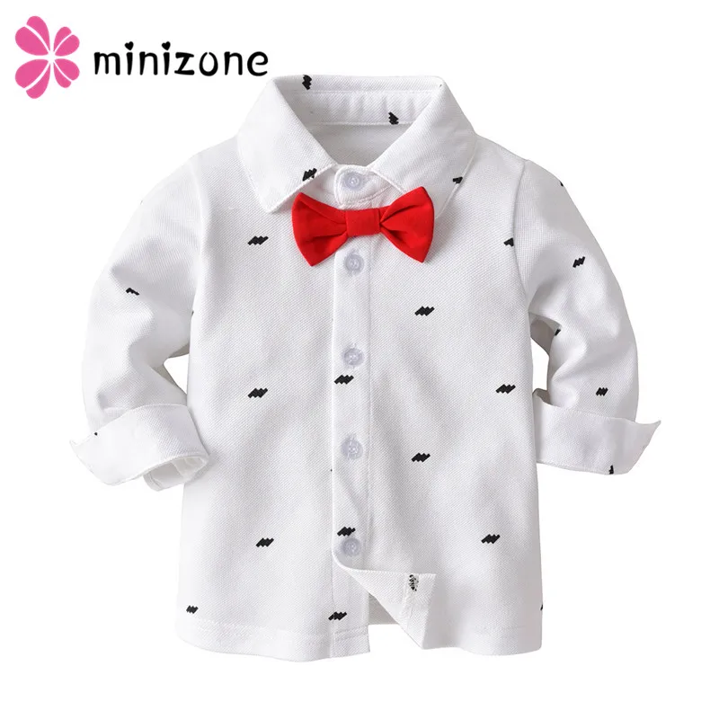 Minizone/повседневные рубашки для мальчиков детские однотонные школьные рубашки из хлопка рубашка с круглым вырезом и длинными рукавами Топы, Осенняя детская верхняя одежда, одежда