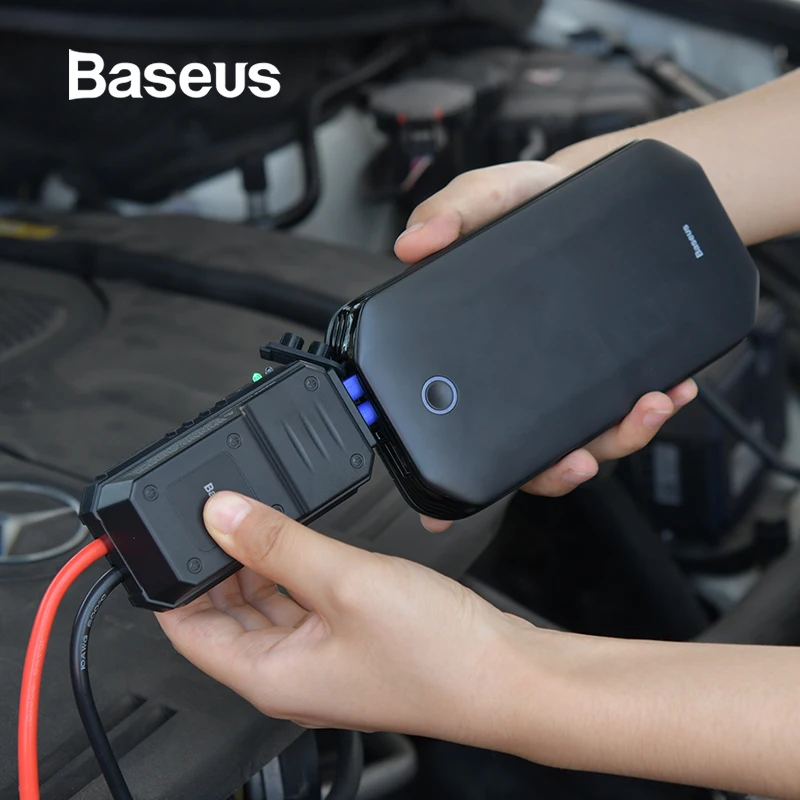 Baseus 8000mAh Car Jump Starter Battery Power Bank High Capacity Starting Device Booster Auto Vehicle Emergency Battery Booster Car Battery Chargers Electronics PODUCTS - JUST IN cb5feb1b7314637725a2e7: Black|White