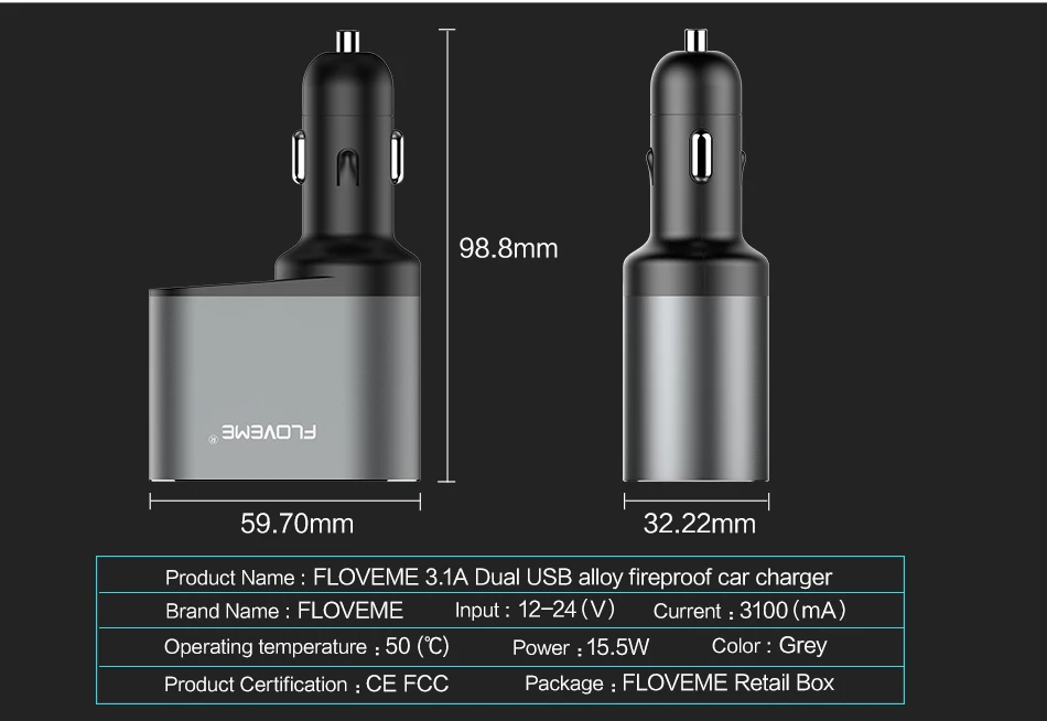 FLOVEME 3.1A быстрое автомобильное usb-устройство для зарядки телефона для iPhone 11 Pro Dual USB светодиодный дисплей зарядное устройство для мобильного телефона в автомобиле для samsung Xiaomi 9