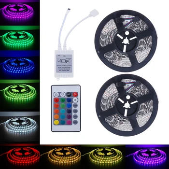 

10M 5050 SMD RGB 2X5M 600LEDs LED Light Strip 24 Key IR Remote Controller