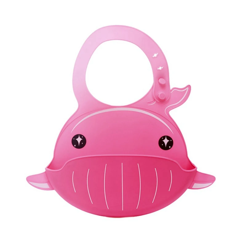 

Cute Kid Infant Bibs Baby Soft Silicone Bib Waterproof Bibs Cartoon Animal Whale Feeding Snap Buttons Bib Soft Absorbent Aprons