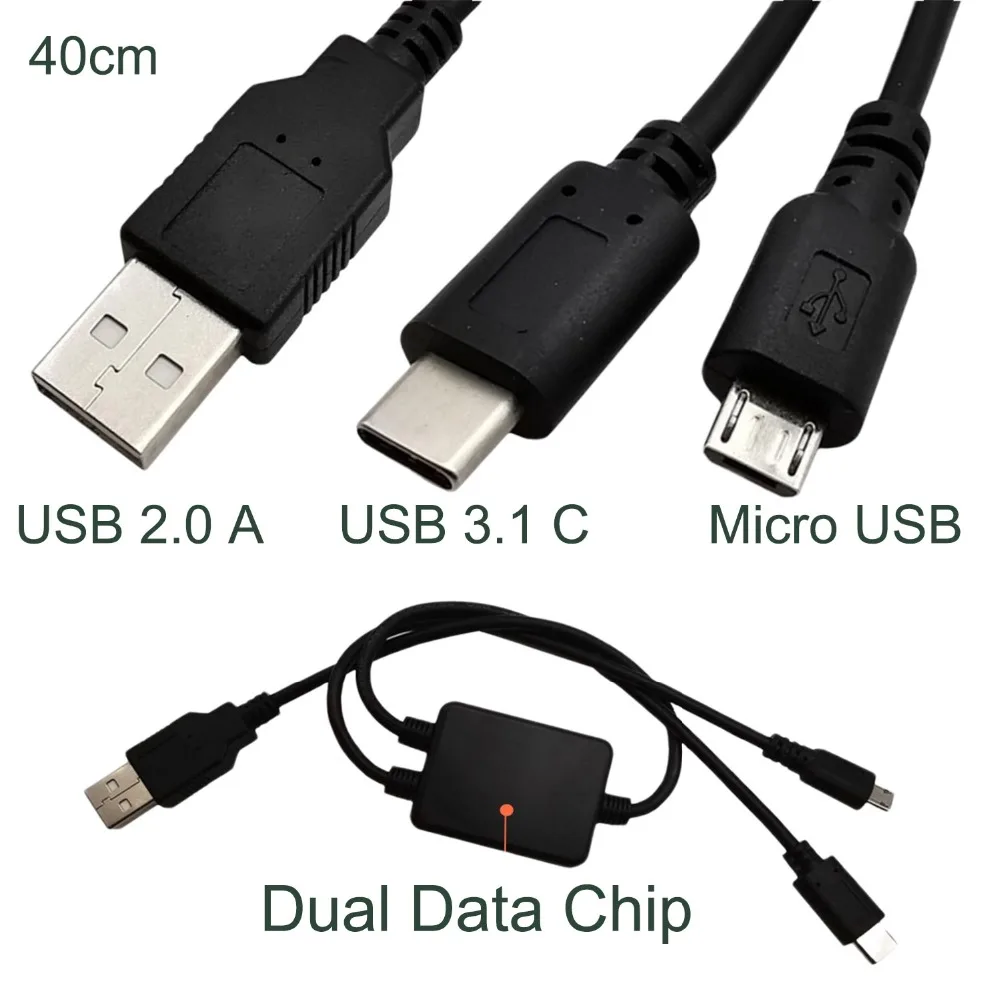 同传双数据type-c手机充电数据线平板电脑连接线micro 手机充电线 1